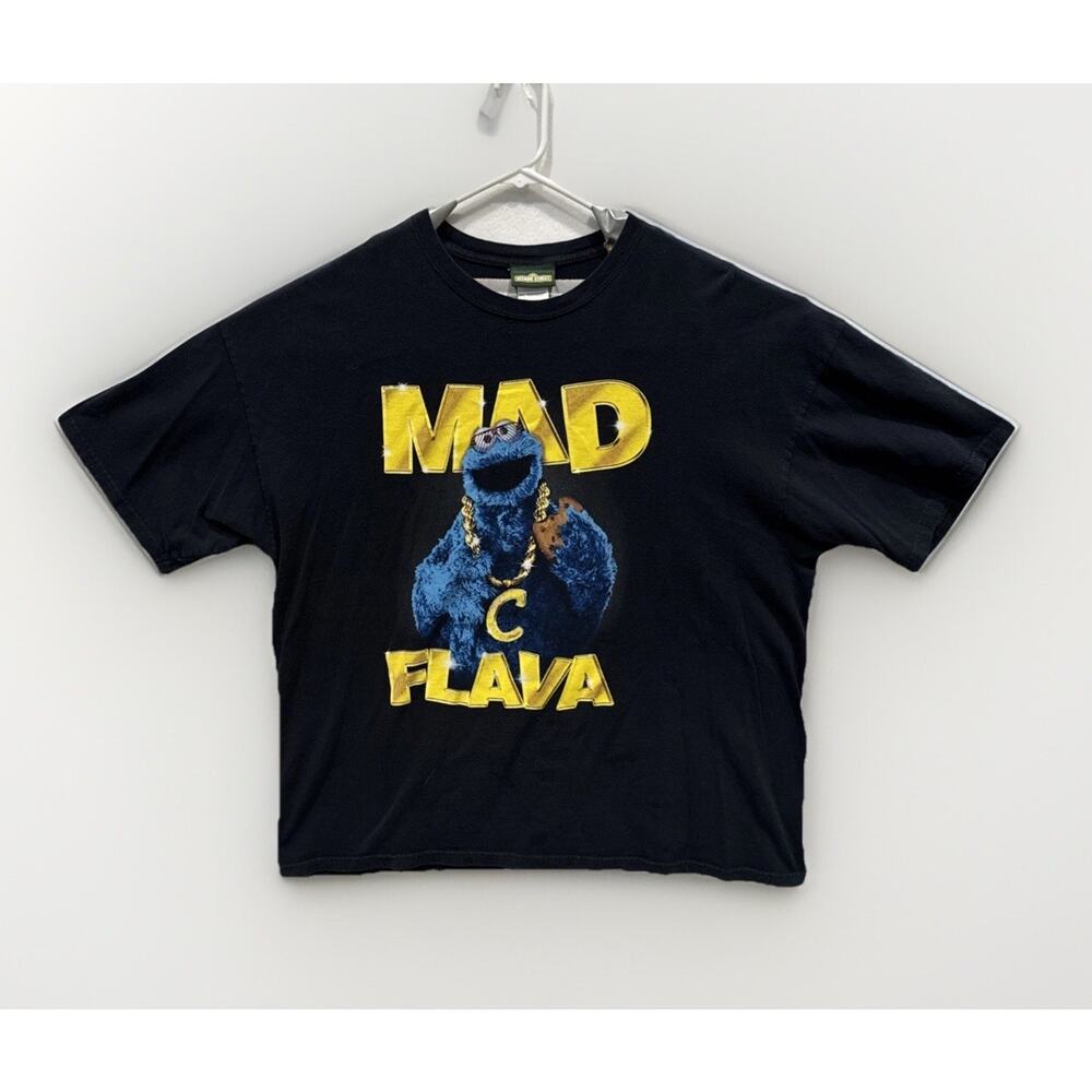 Vintage‎ Cookie Monster Sesame Street 90's Mad Flava T Shirt Size XXL 90s Y2K